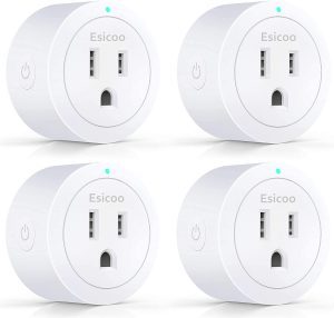 Esicoo Wifi Connected Smart Sockets Alexa Dot Accessories, 4-Pack