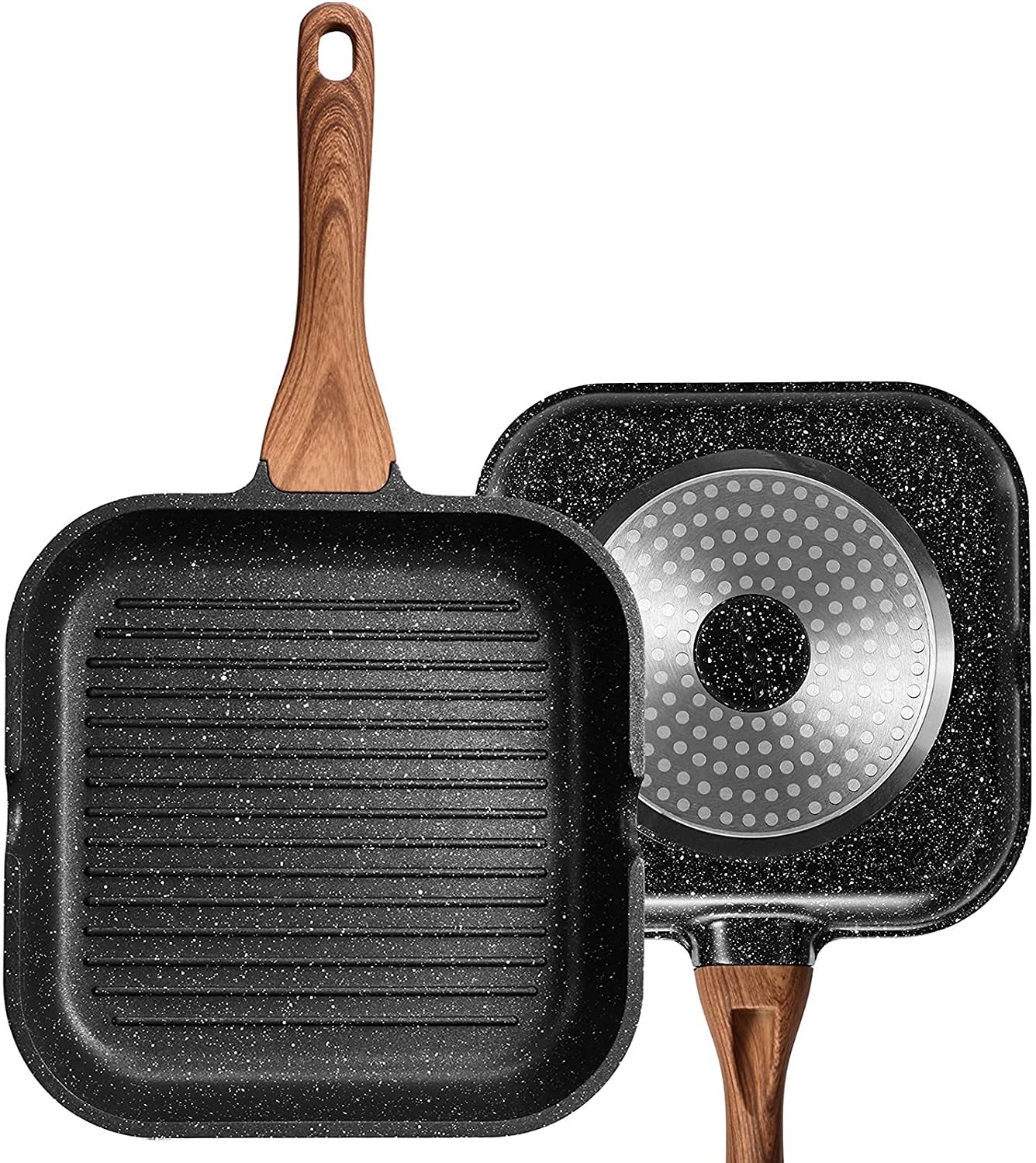 ESLITE LIFE Eco-Friendly Ridged Nonstick Grill Pan, 9.5-Inch