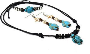 Exotic & Trendy Necklace & Earrings Turtle Bracelet Set, 3-Piece