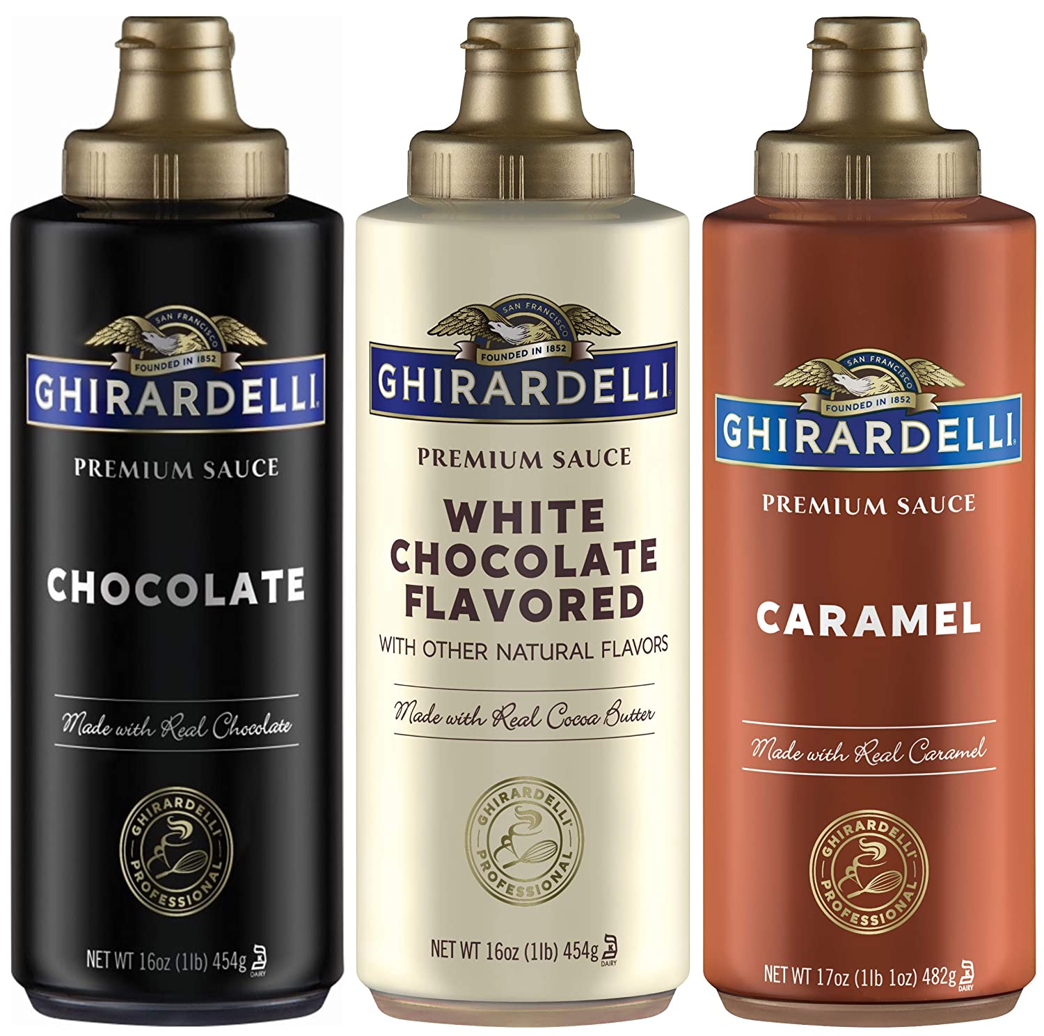 Ghirardelli Chocolate & Caramel Sauce Dessert Toppings, 3-Count