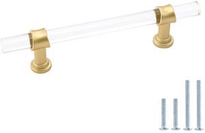 Goldenwarm Clear Acrylic Pull Handles Furniture Hardware, 5-Piece