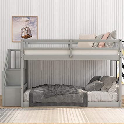 Harper & Bright Designs Wide-Step Kids’ Low Bunk Bed