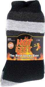 HOT FEET Patterned Crew-Cut Thermal Socks For Men, 2-Pack