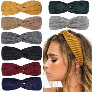 Huachi Knotted Twist Stretchy Headbands Hair Accessories, 8-Piece