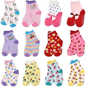 Hycles Non-Slip All Season Socks For Toddler Girls, 12-Pack