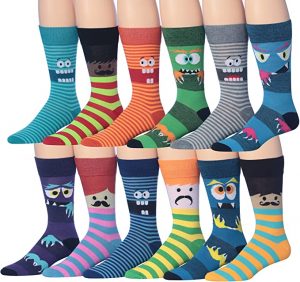 James Fiallo Funny Face Character Patterned Fun Socks for Men, 12-Pack