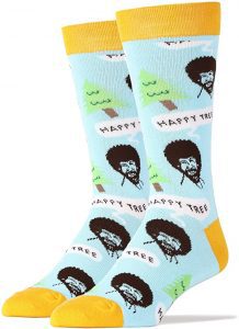 JYinstyle Bob Ross Happy Tree Crew Fun Socks for Men