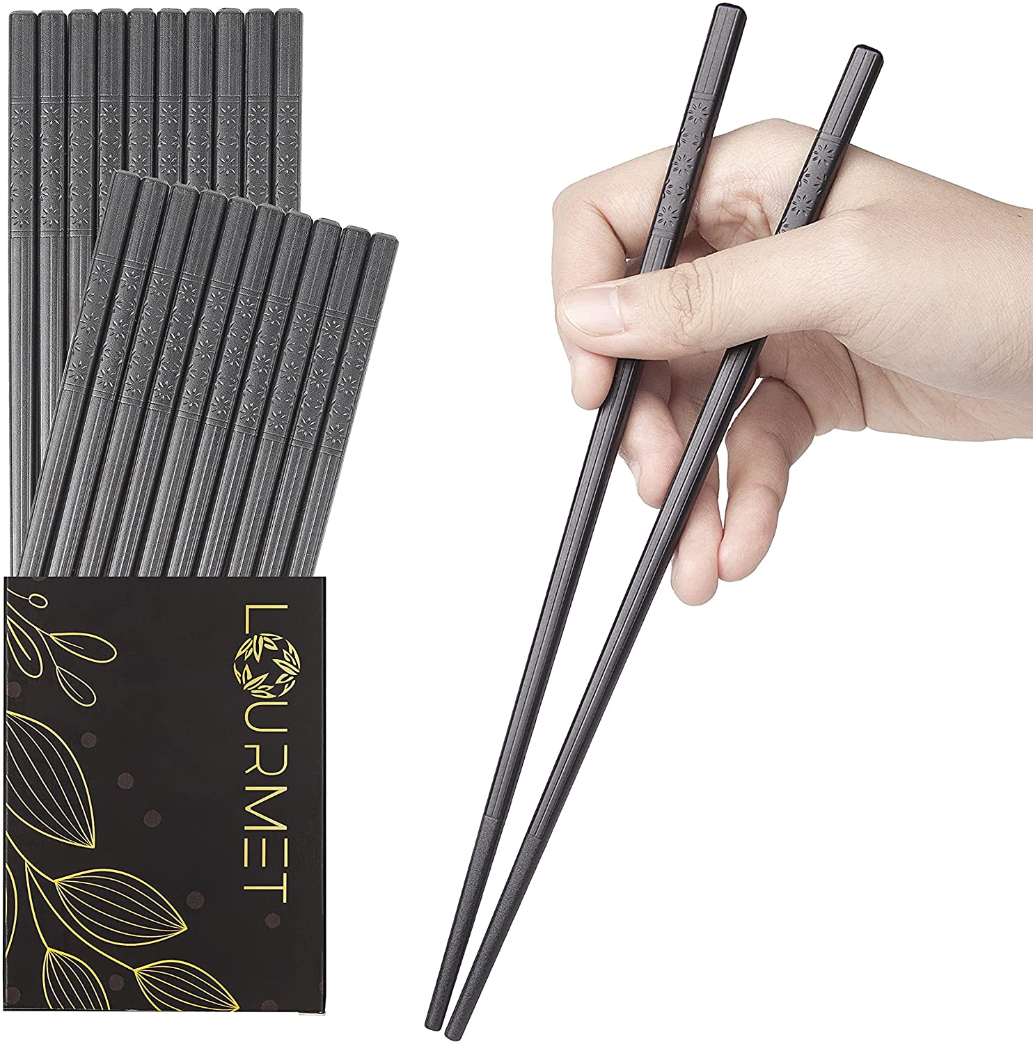 Lourmet Heat Resistant Fiberglass Chopsticks, 10-Pairs