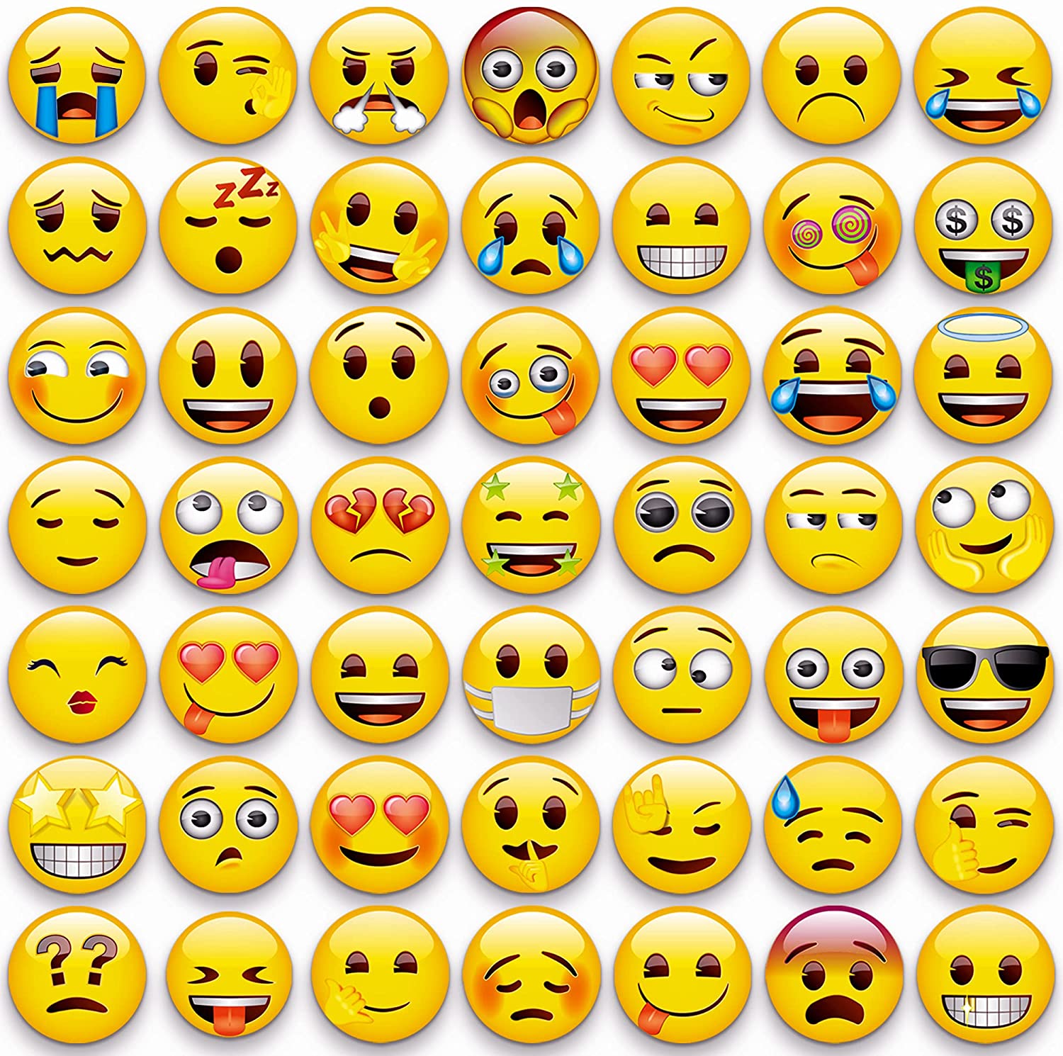 M MORCART Assorted Emoji Faces Refrigerator Magnets, 54-Count