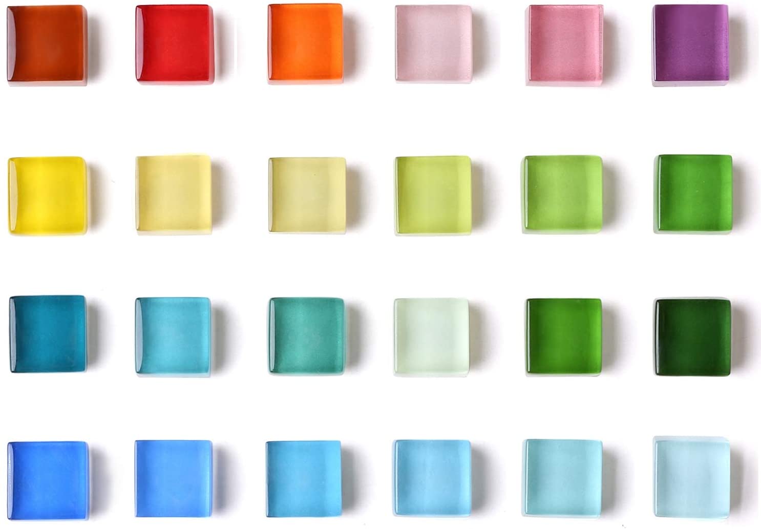 Mymazn Glass Squares Refrigerator Magnets, 24-Count