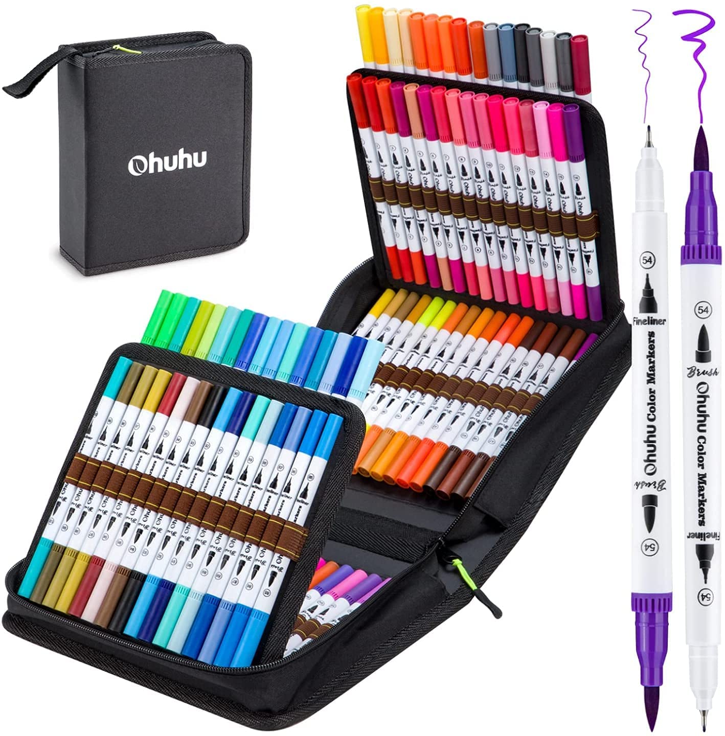 Ohuhu 80 Colors Dual Tips Permanent Marker Pens Art Markers With Carrying  Case