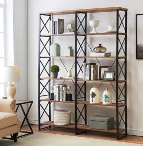 O&K FURNITURE Wood Anti-Tip Bookcase For Home Office