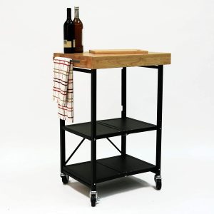 Origami Foldable Wood Top Outdoor Serving Cart