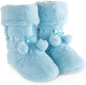 PajamaGram Cushioned Footbed Fleece Bootie Slippers
