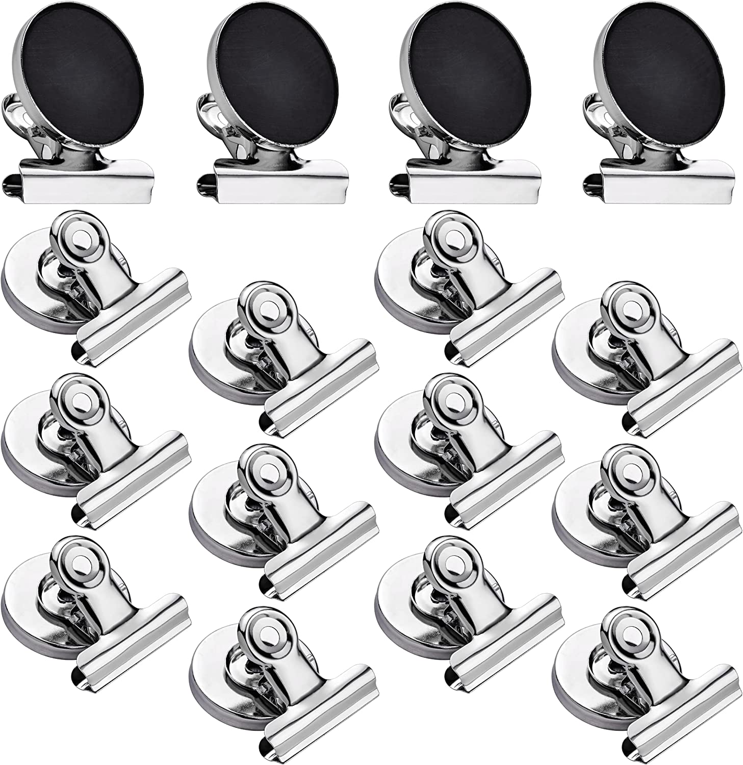 Papercode Stainless Steel Clip Refrigerator Magnets, 12-Count