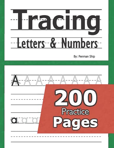 Penman Ship Tracing Letters And Numbers: 200 Practice Pages
