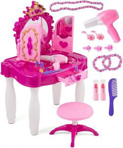Prextex Princess Themed Plastic Vanity For Girls