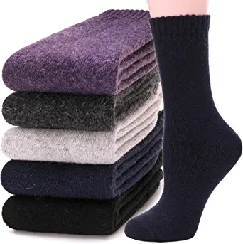 Sandsuced Wool & Cotton Warm Boot Socks For Women, 5-Pairs