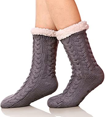 SDBING Fleece LIned Warm Gripper Socks For Women