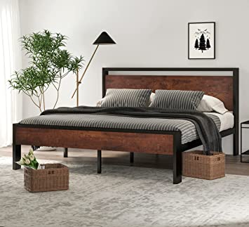 SHA CERLIN Rustic Industrial King-Size Bed