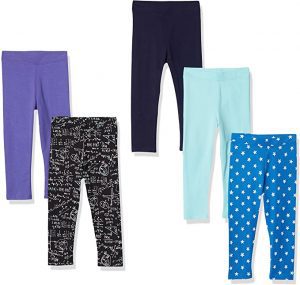 Spotted Zebra Elastic Waistband Pants For Teen Girls, 5-Pack