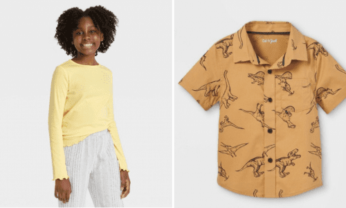 Items from Target's Cat & Jack children's clothing line are shown.