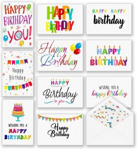 T&M Quality Designs Sticker Sealed Envelopes Birthday Cards, 100-Count