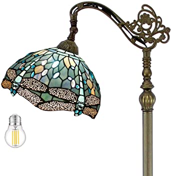 WERFACTORY Stained Glass Dragonfly Unique Tiffany Floor Lamp