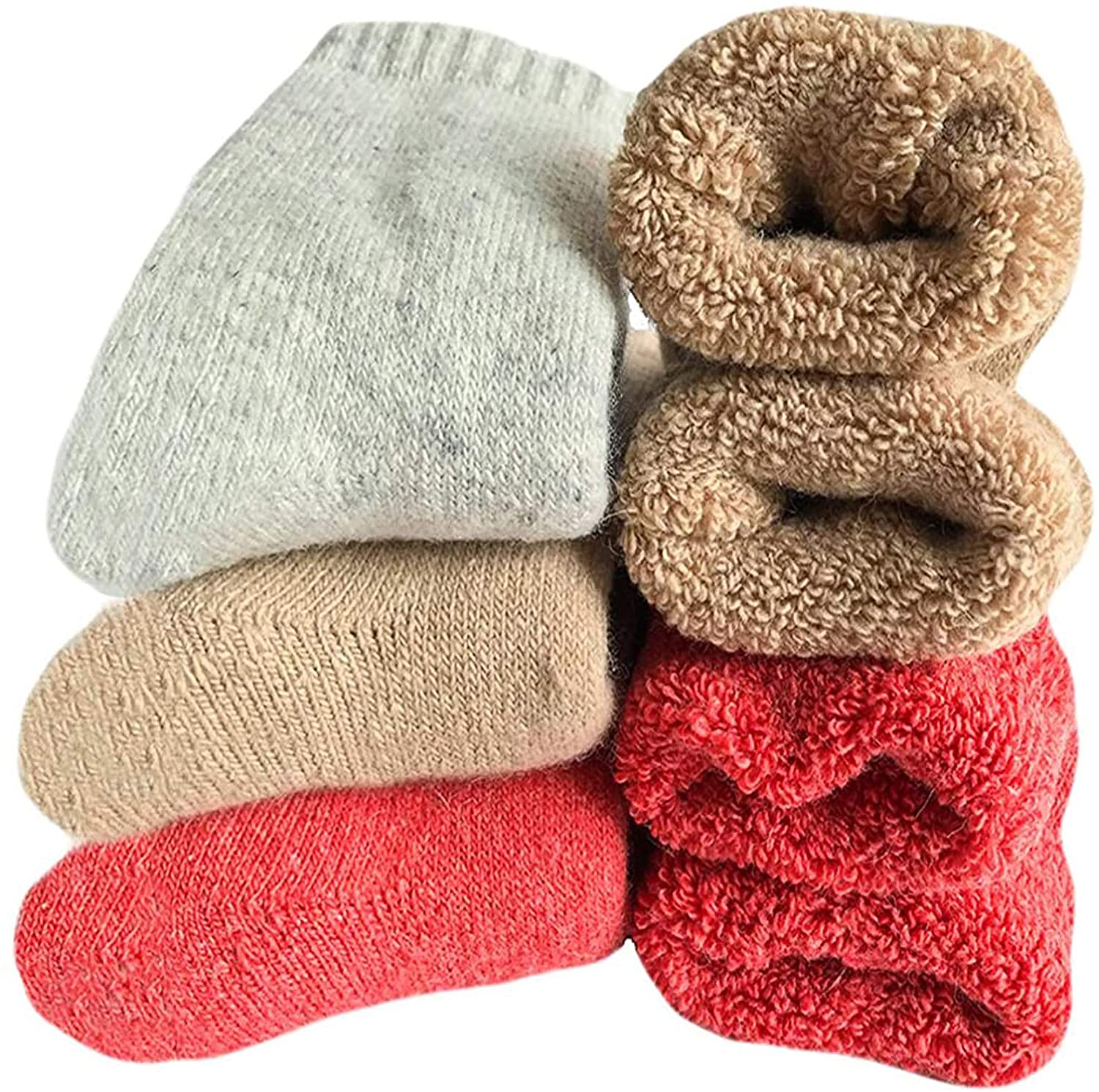 Yoicy Multicolor Super Thick Wool Warm Socks, 3-Pack