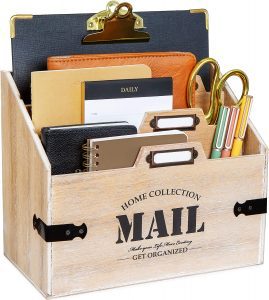 ‎25DOL Wood File Holder Organizer & Desktop Mail Sorter