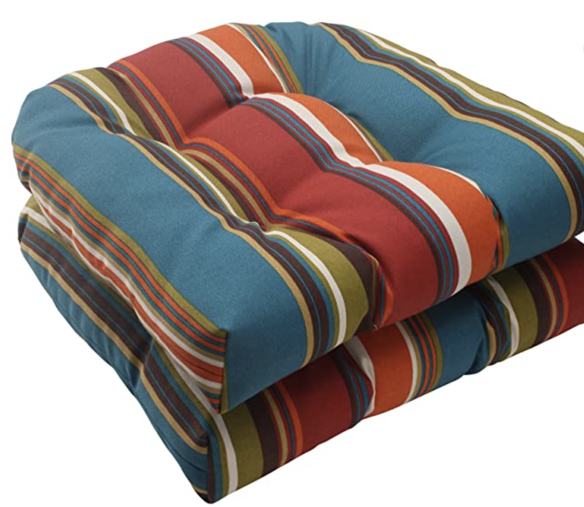 Pillow Perfect Westport Striped & Tufted Patio Furniture Cushions, 2-Piece