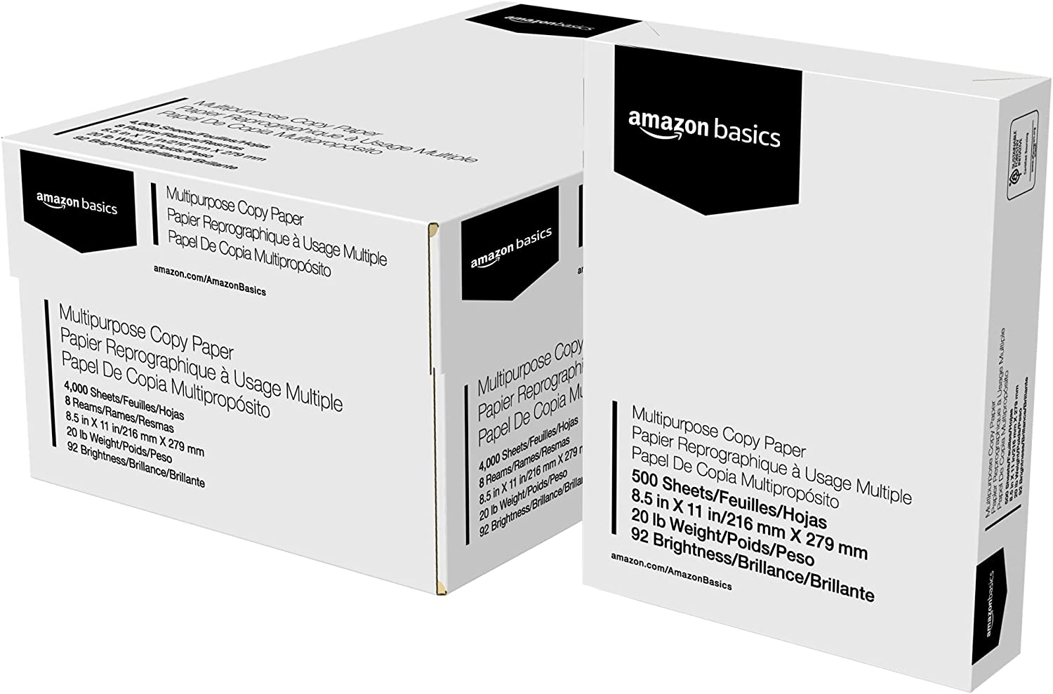 Amazon Basics 20 Lb Multipurpose Paper, 4000-Sheets