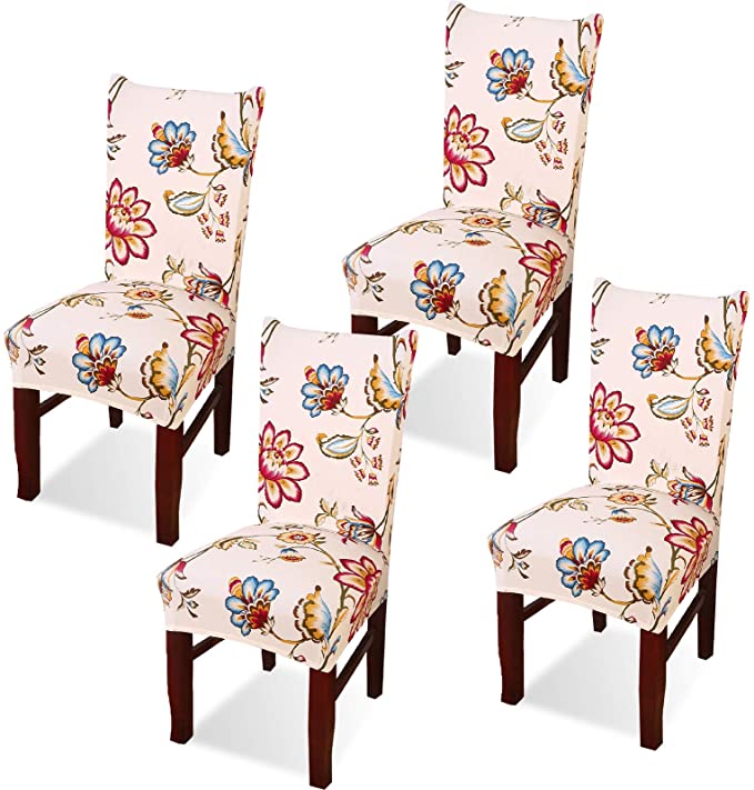 Argstar Lotus Vibrant Patterned Colors Dining Chair Slipcovers, 4-Piece