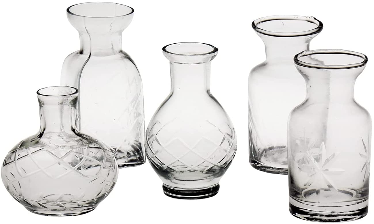ART & ARTIFACT Assorted Shapes Mini Glass Vases, 5-Piece