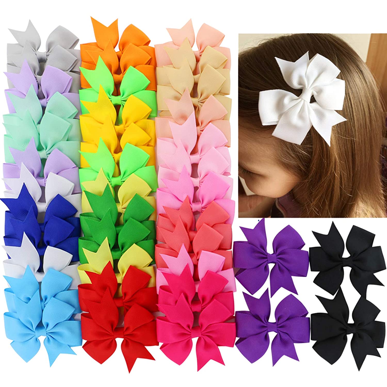 Babymatch Pinwheel Design Girls’ Hair Bows, 40-Piece