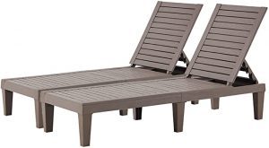 BLUU Wood-Look Weather-Resistant Resin Outdoor Chaise, 2-Piece