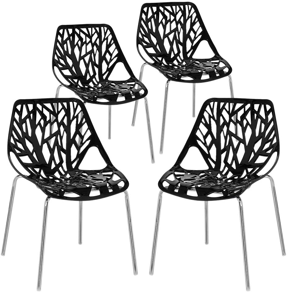 Bonnlo Modern Birch Sapling Patio Dining Chairs, 4-Piece