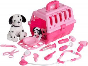 BUILD ME Puppies & Carrier Vet Set For Kids, 14-Piece