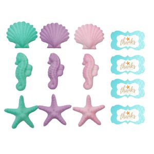 CakeSupplyShop Sugar Sea Animals Mermaid Cake Decorations, 12-Pack