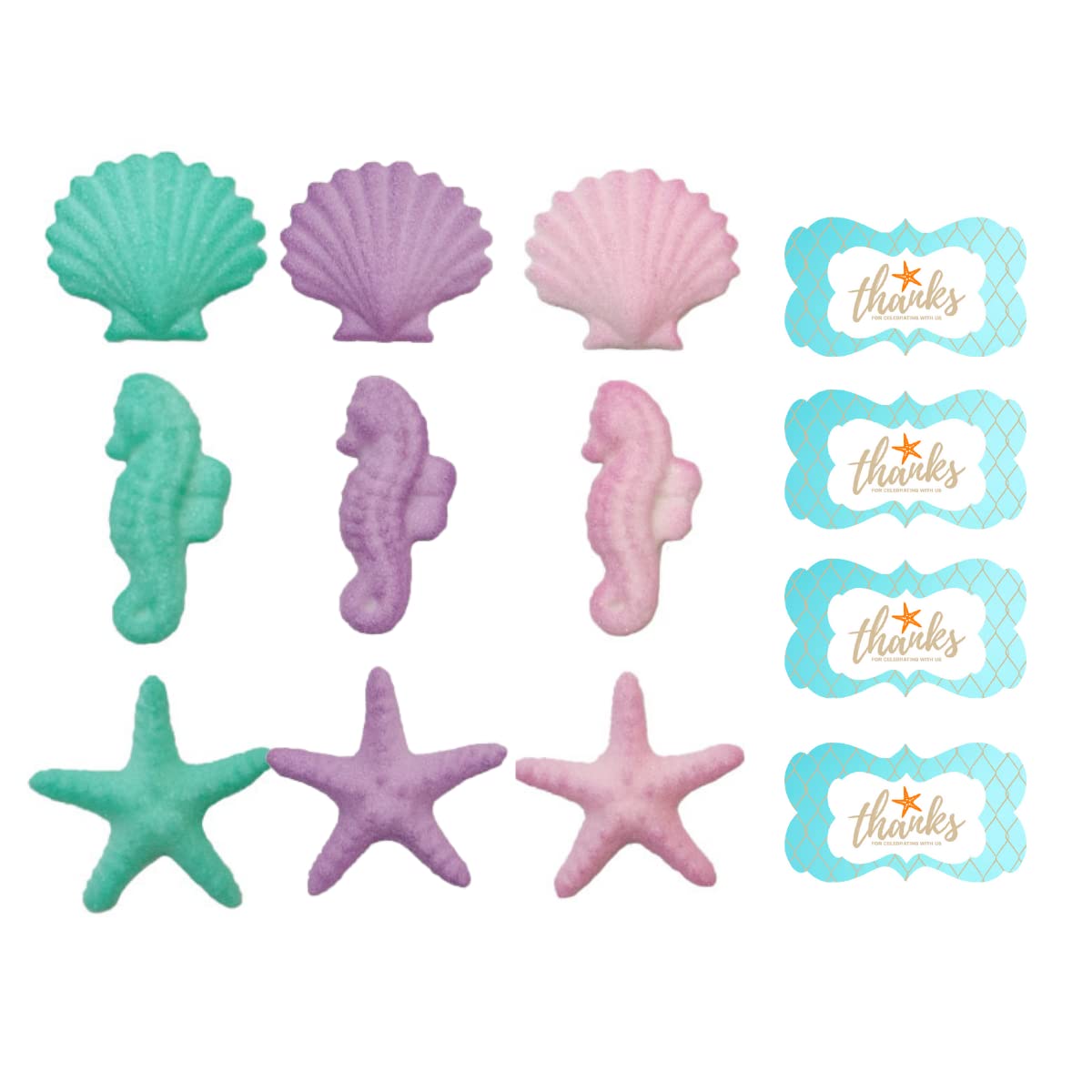 CakeSupplyShop Sugar Sea Animals Mermaid Cake Decorations, 12-Pack