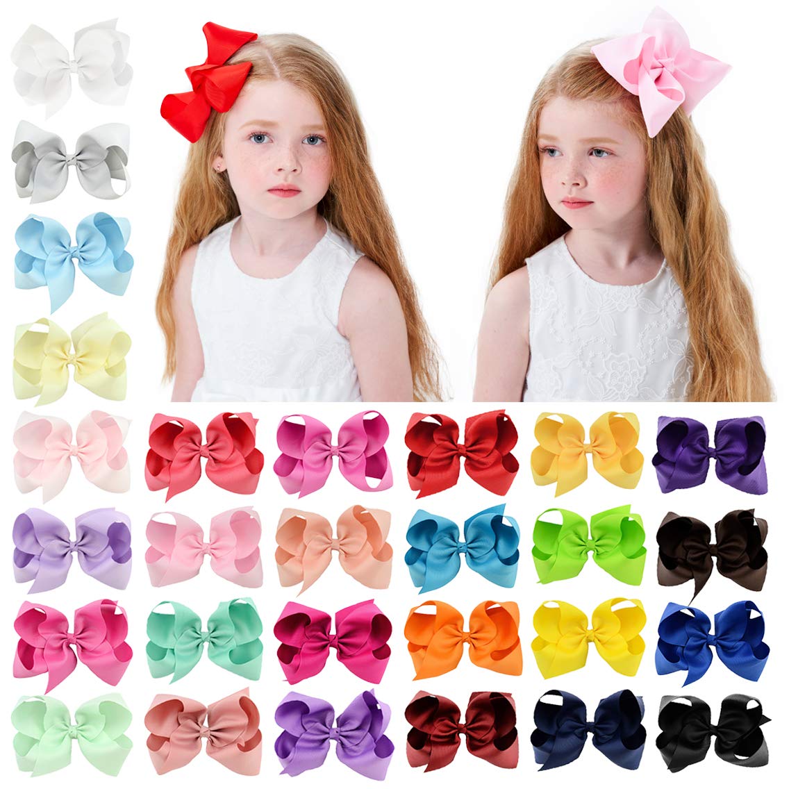 choicbaby DIY Multicolored Girls’ Hair Bows, 28-Piece