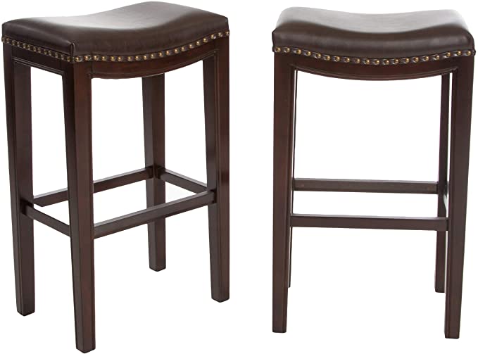 Christopher Knight Avondale Faux Leather Backless Bar Stools, 2-Piece