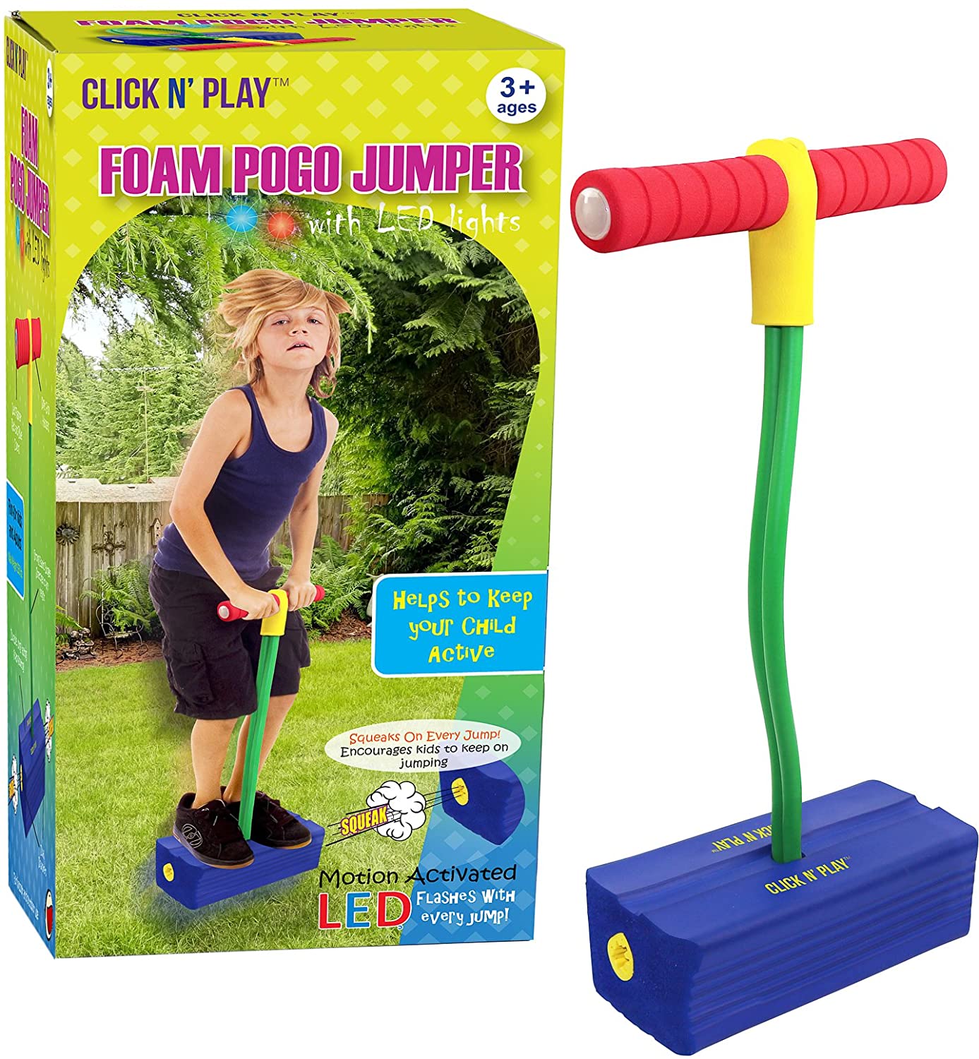 CLICK N’ PLAY LED Light-Up Handles Foam Pogo Stick