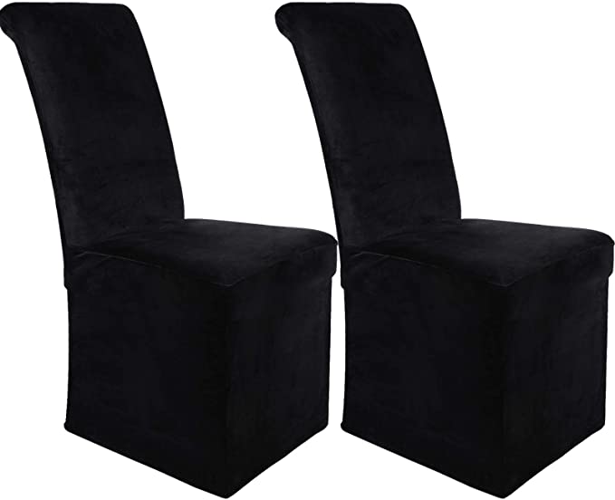 Colorxy Velvet Floor-Length Dining Chair Slipcovers, 2-Piece