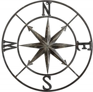 Creative Co-op Nautical Distressed Compass Outdoor Wall Decor