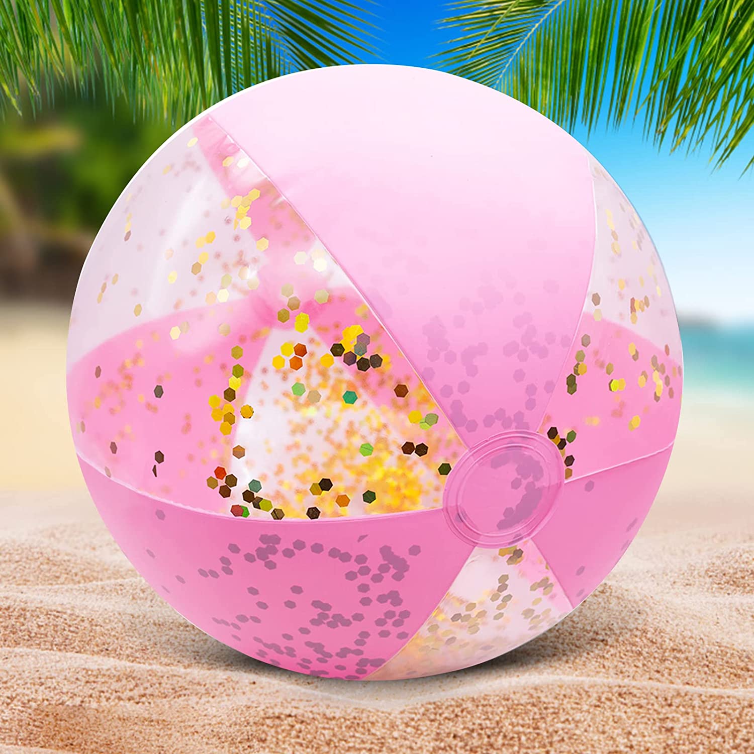 DomeStar Confetti Filled Pink Beach Ball