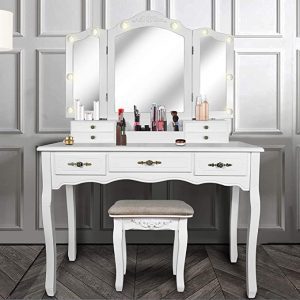 ENSTVER Tri-Fold Hollywood Bulb Mirror Makeup Vanity