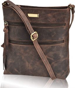 Estalon Genuine Leather & Metal Fittings Crossbody Bag