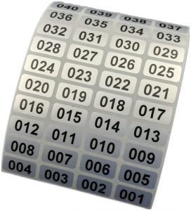 EXTRONTONDA 1-To-1000 Silver Background Number Labels