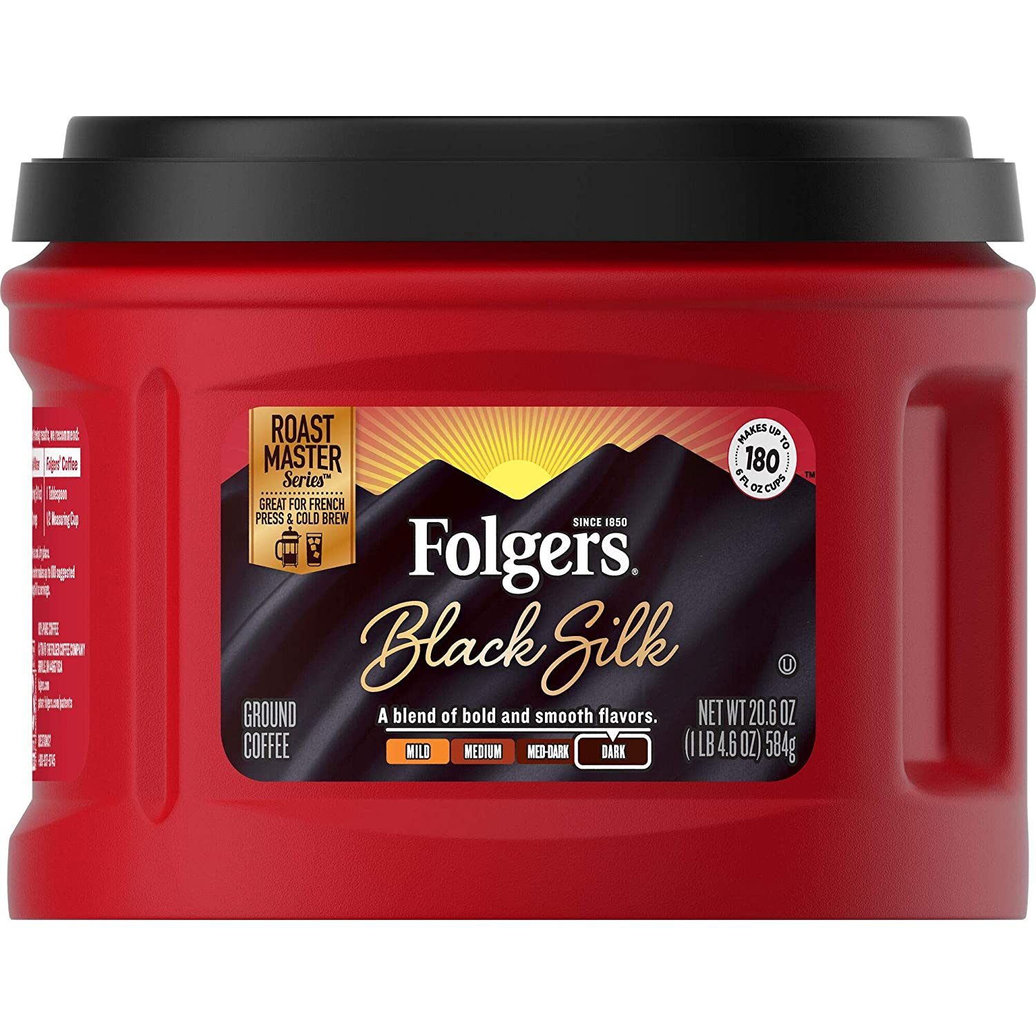 Folgers Black Silk AromaSeal Canister Ground Dark Roast Coffee, 3-Pack